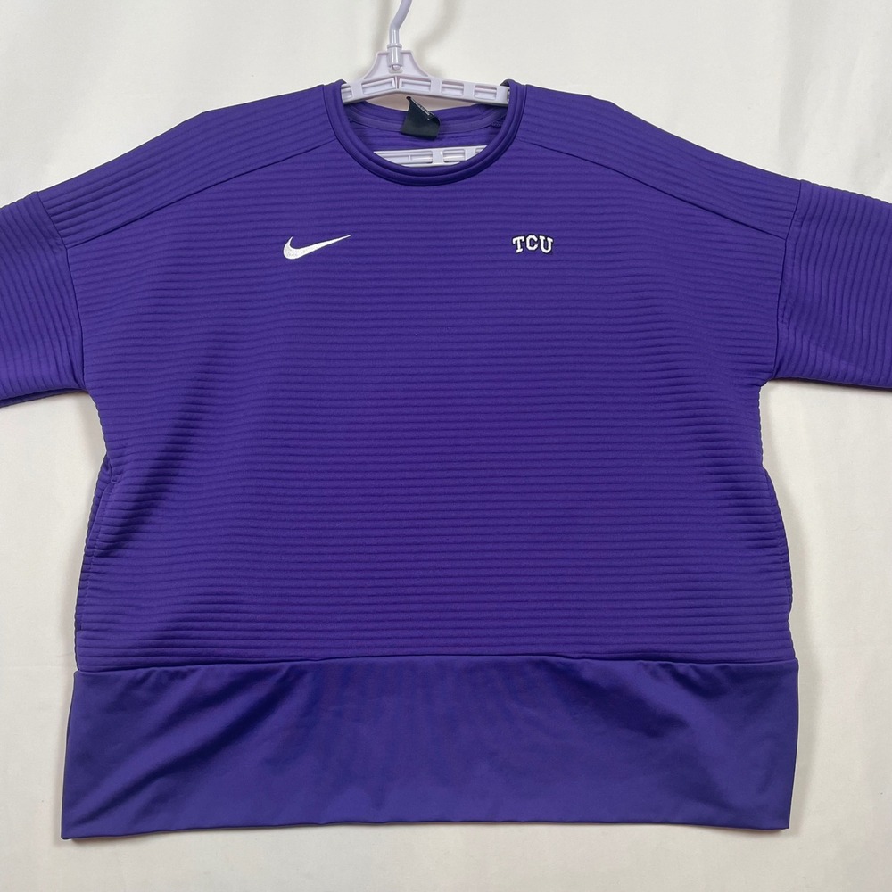 Nike TCU Crewneck Double Knit Sweatshirt Womens Large Dri-FIT Athletic Purple
